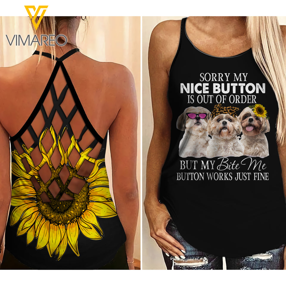 SHIH TZU DOG CRISS-CROSS TANK TOP