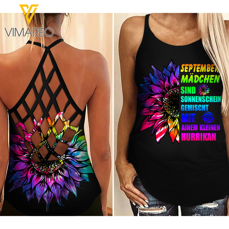 September girl Criss-Cross Open Back Camisole Tank Top 1307A