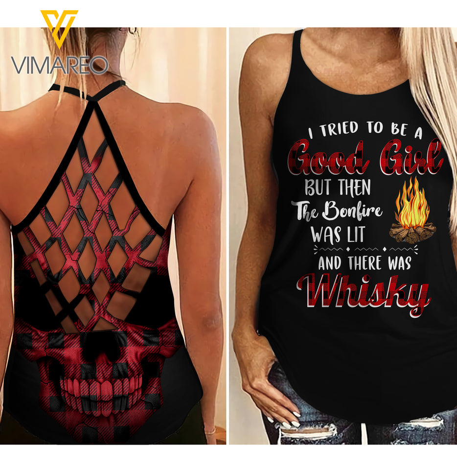 PHN WHISKEY Criss-Cross Open Back Camisole Tank Top 2 style MAR-MA26