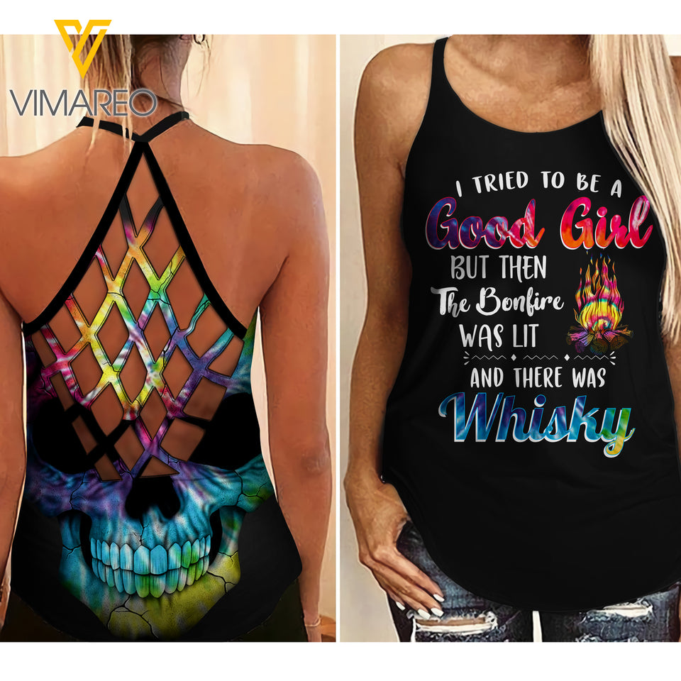 PHN WHISKEY Criss-Cross Open Back Camisole Tank Top 2 style MAR-MA26