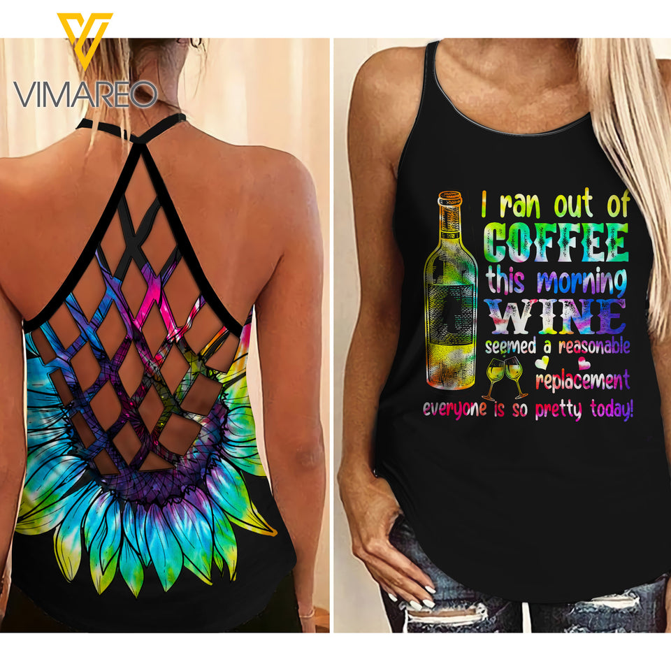 WINE girl Criss-Cross Open Back Camisole Tank Top 0504NGBA