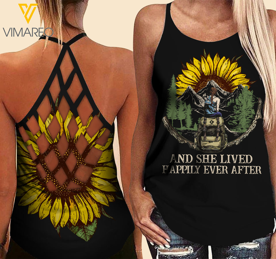 HAPPY CAMPING SUNFLOWER CRISS-CROSS TANK TOP