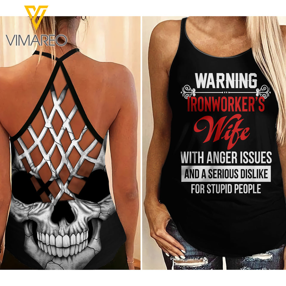Ironworker's wife Cross Open Back Camisole Tank Top