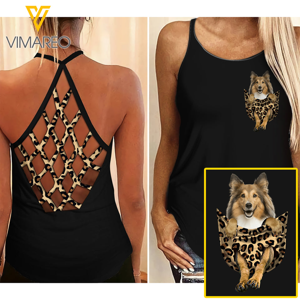 Sable Sheltie Criss-Cross Open Back Camisole Tank Top YA2