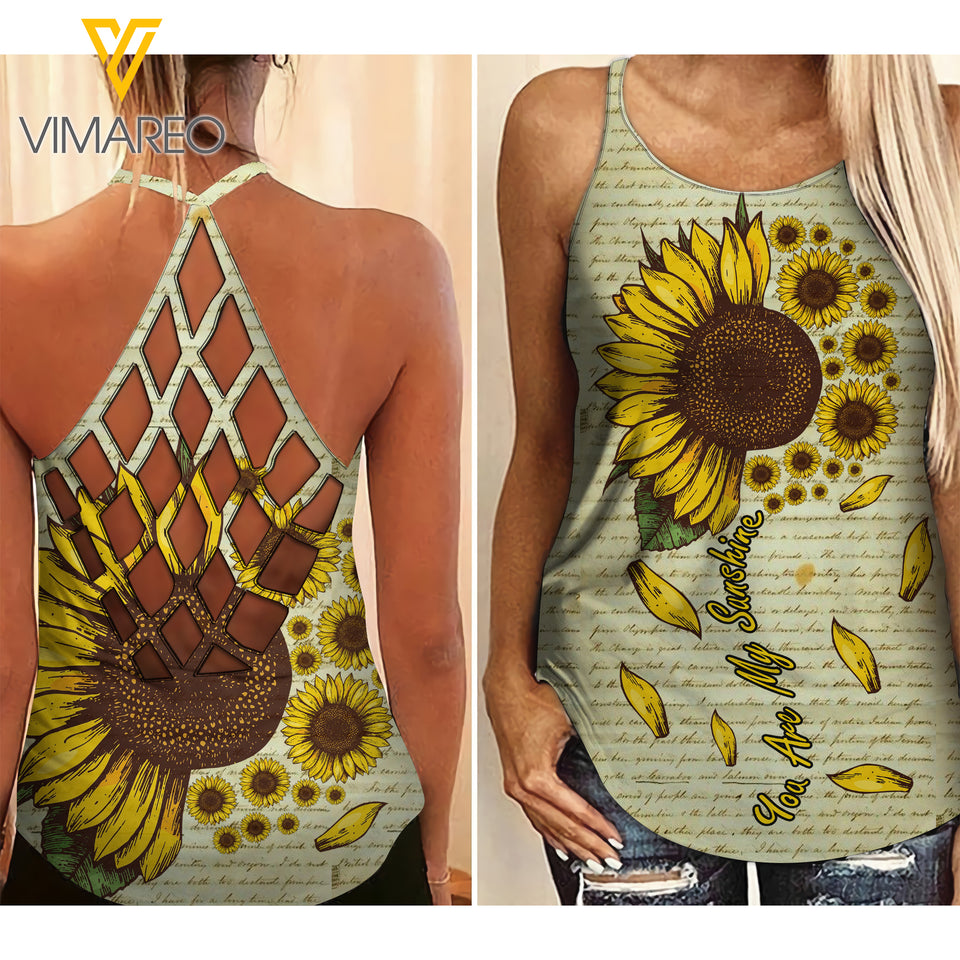 SUNFLOWER GIRL CRISS-CROSS TANK TOP