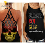 WODKA SCHWARZ ROT GELB GERMANY CRISS-CROSS TANK TOP