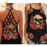 ROSE SKULL GIRL CRISS-CROSS TANK TOP