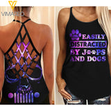 JEEP AND DOGS GIRL CRISS-CROSS TANK TOP SKULL