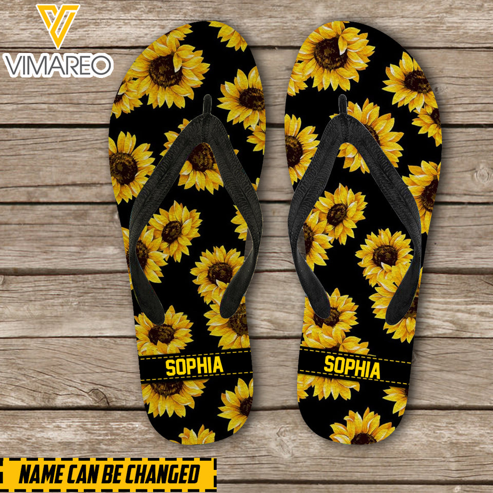 PERSONALIZED SUNFLOWER FLIP FLOPS PRINTED TNMQ1701