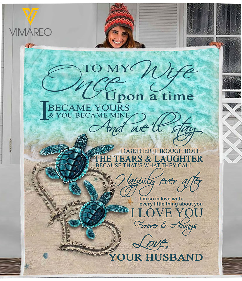 TO MY WIFE HAPPILY EVER AFTER QUILT BLANKET PRINTED QTVQ2603