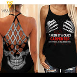 Taken by a crazy Carpenter Criss-Cross Open Back Camisole Tank Top Legging