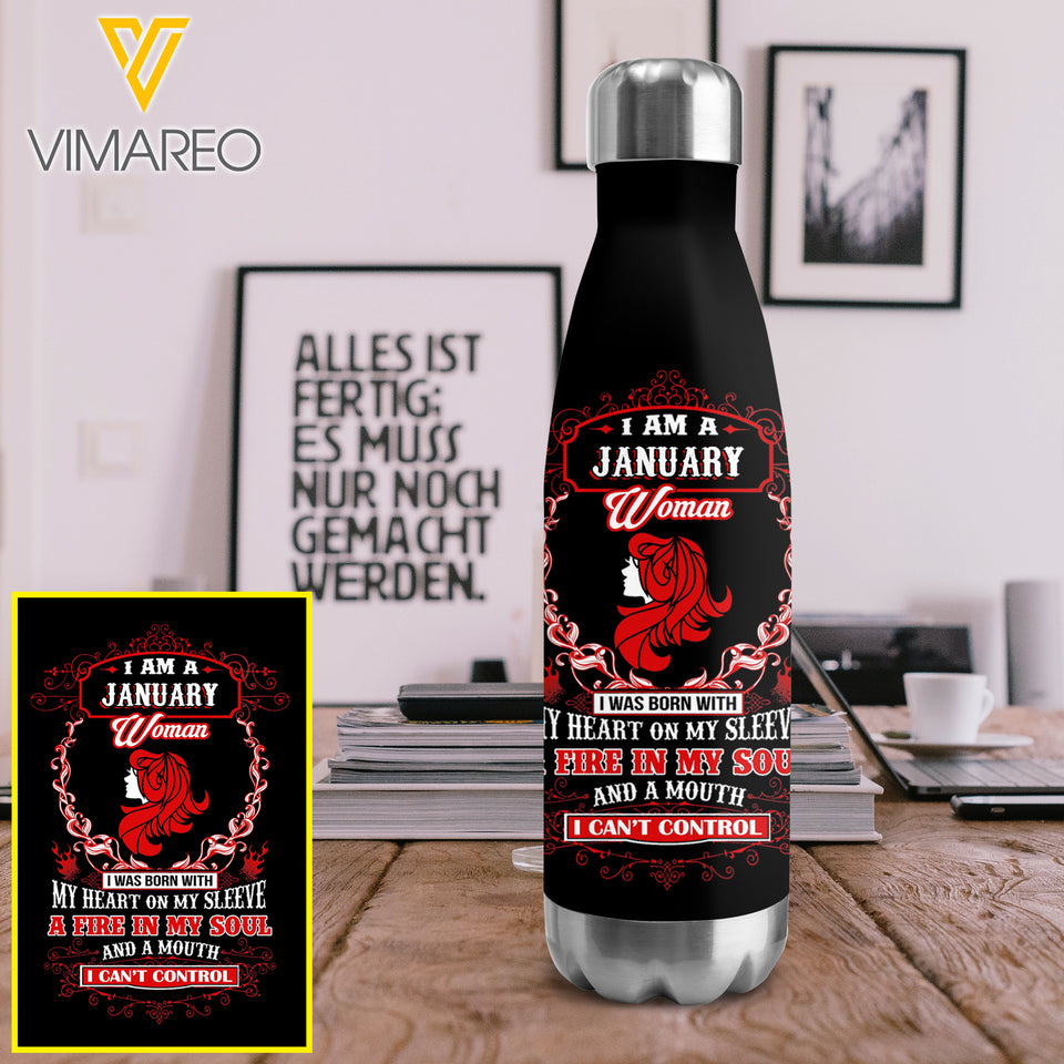 Personalized January Women Water Bottle Tumbler QTDT0611