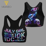 July girl SKull 3D printed Sport bra