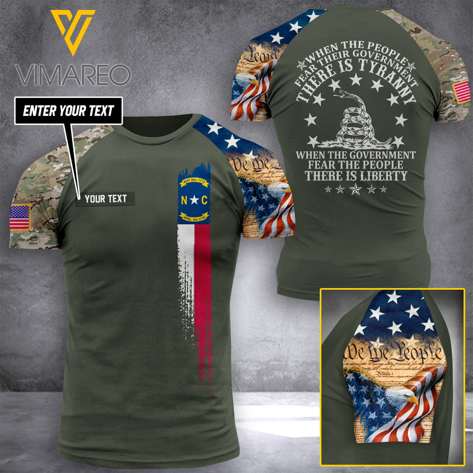 North Carolina WTP  CAMO CUSTOMIZE T SHIRT 3D PRINTED TS