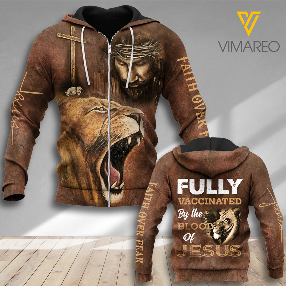 FULLY VACCINATED BY THE BLOOD OF JESUS ZIP UP HOODIE OR HOODIE QTDT0601