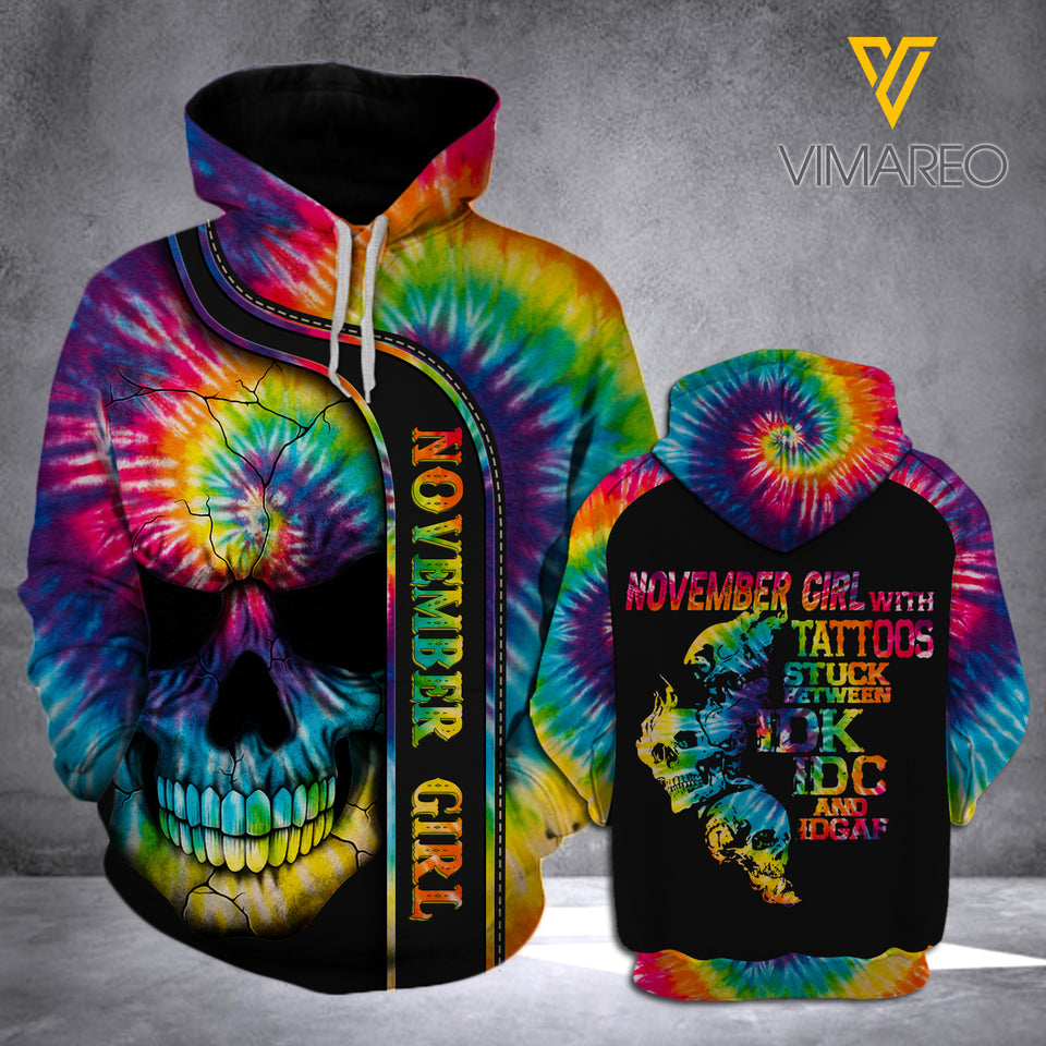 November Girl with Tattoos IDK HOODIE 3D PRINTED