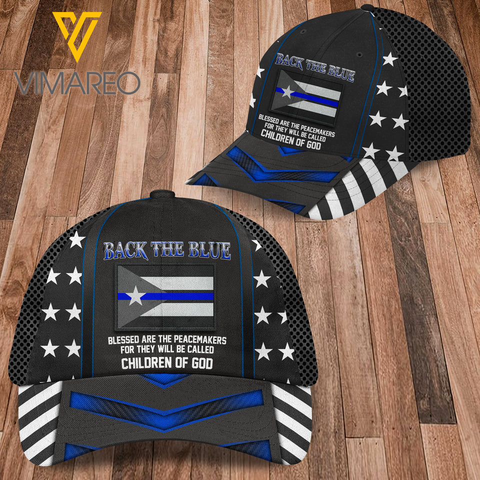Puerto Rico Police-Back the Blue Peaked cap 3D VMQA
