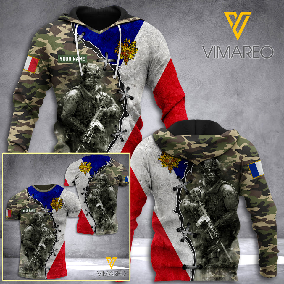 France Camo Flag 3D Printed Shirt HAF