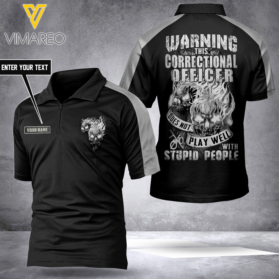 Correctiona officer personalized ZIP POLO SHIRT 3D PRINTED