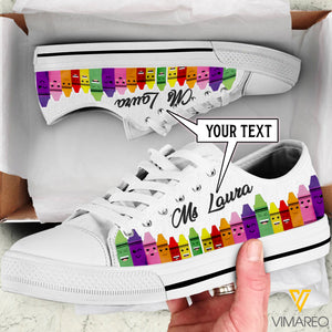 Teacher life personalized 3D Printed low top shoes