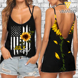 July Girl V Neck Halter Strap Backless Cami Tank Top YAMS