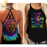 My Mechanic just love me Criss-Cross Open Back Camisole Tank Top