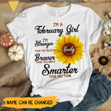 PERSONALIZED FEBRUARY GIRL SUNFLOWER TSHIRT QTDT3012
