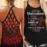 Never underestimate Texas Girl Criss-Cross Open Back Camisole Tank Top