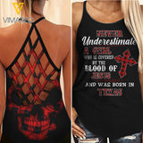 Never underestimate Texas Girl Criss-Cross Open Back Camisole Tank Top