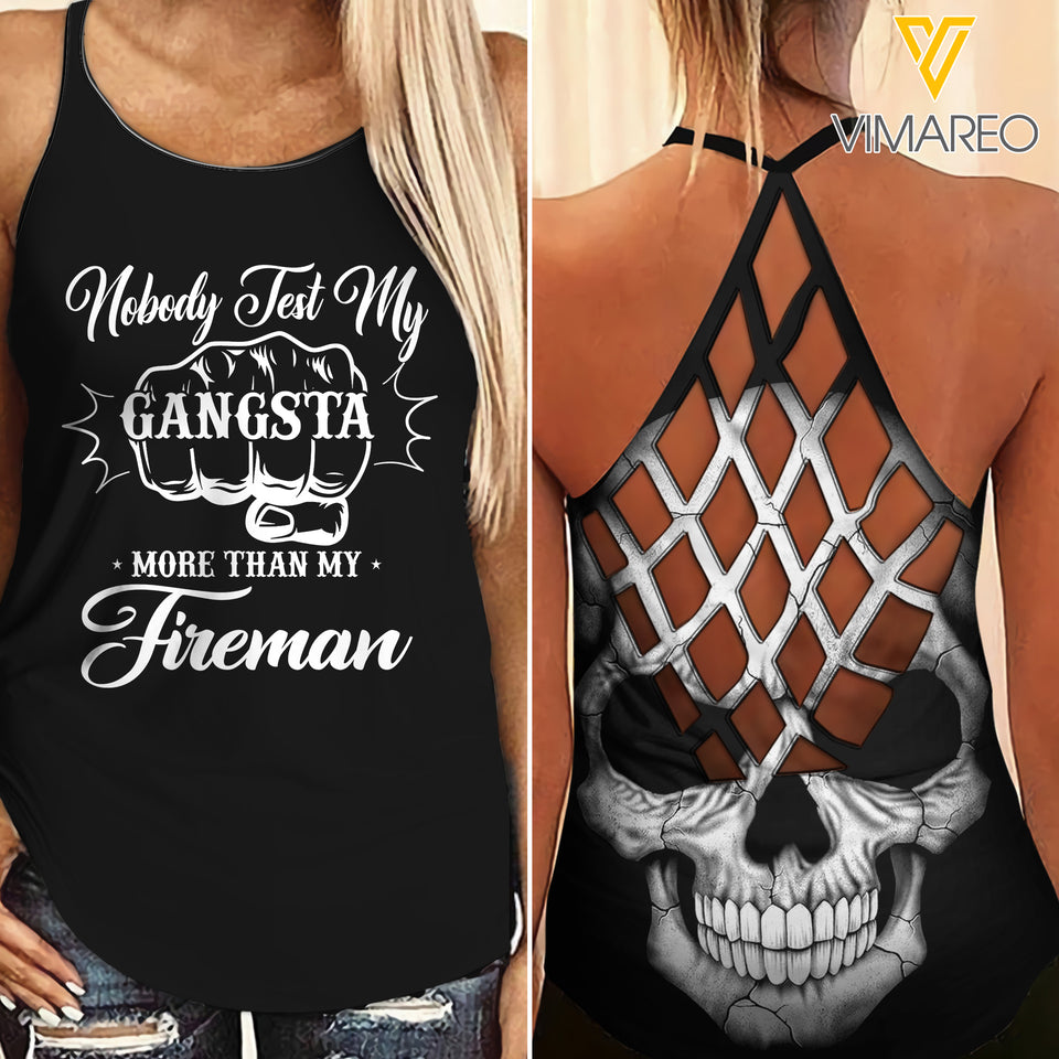 My Fireman Criss-Cross Open Back Camisole Tank Top Legging QTDT124