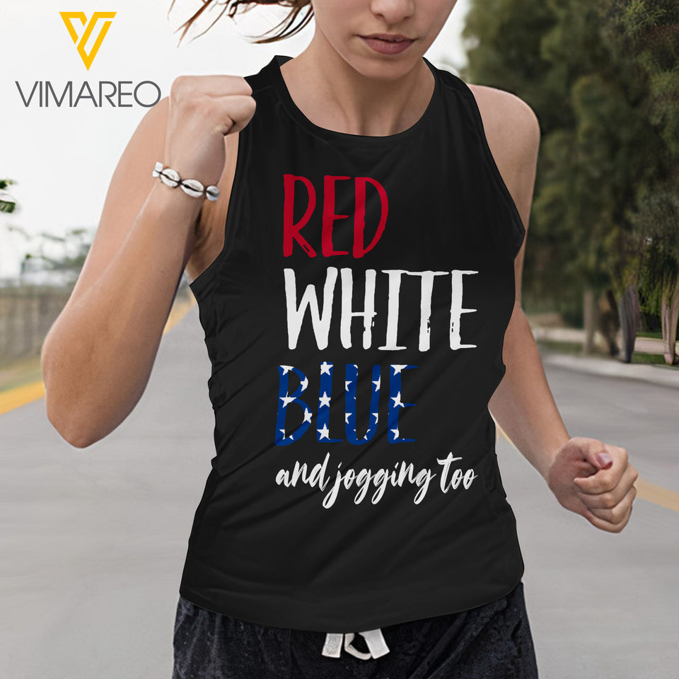 Red White Blue and Jogging too 3D printed Tank Top