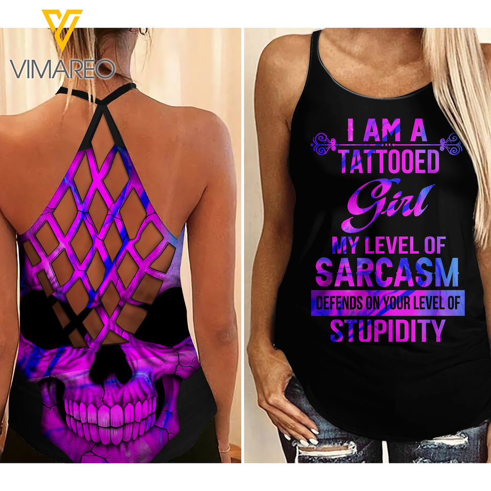 Tattooed Girl Cross Open Back Camisole Tank Top LEV