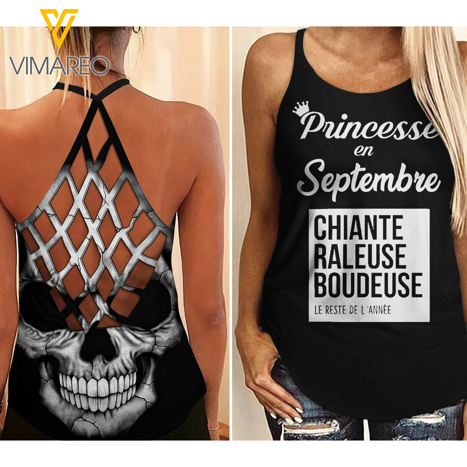 Princesse en Septembre Criss-Cross Open Back Camisole Tank Top