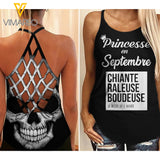 Princesse en Septembre Criss-Cross Open Back Camisole Tank Top