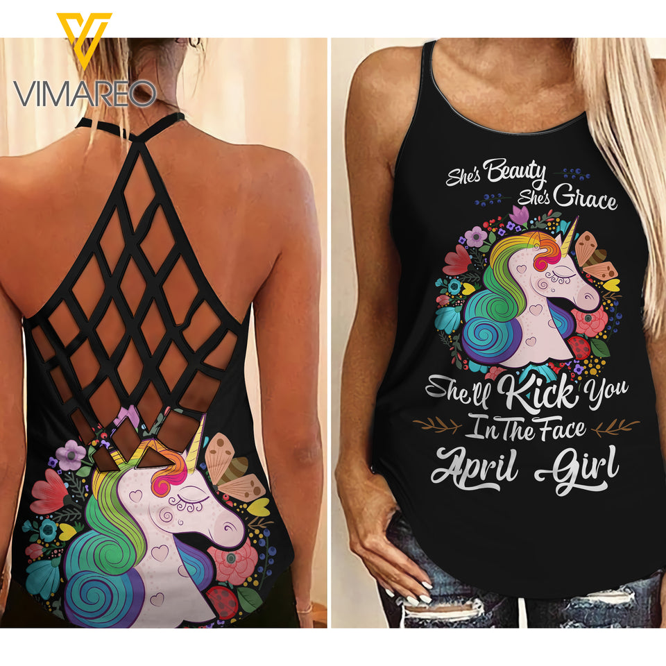 Unicor April girl Criss-Cross Open Back Camisole Tank Top