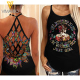 June girl Criss-Cross Open Back Camisole Tank Top Legging WHIS