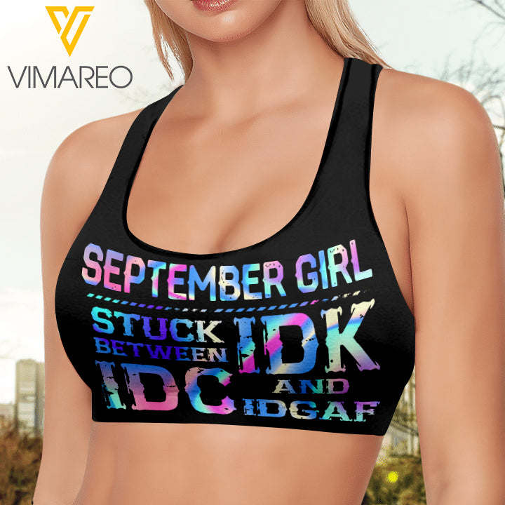 September girl SKull 3D printed Sport bra