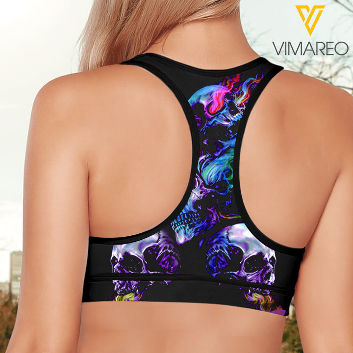 July girl SKull 3D printed Sport bra