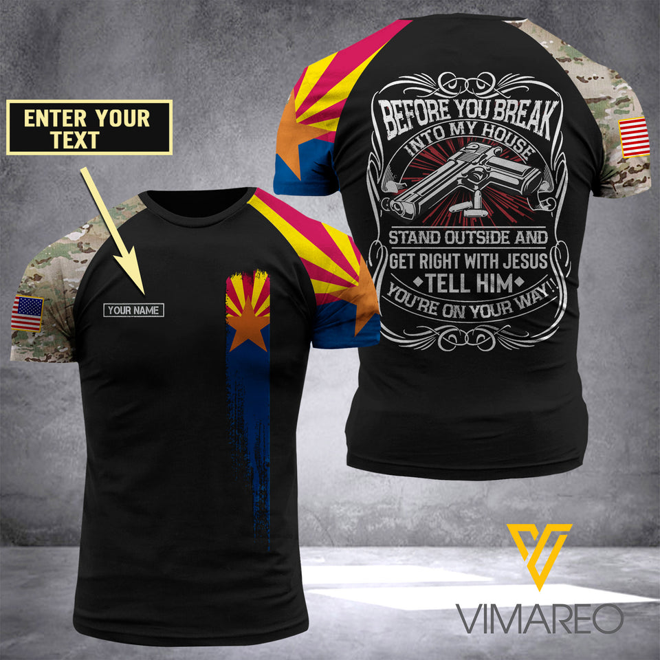 Customized ARIZONA Flag 3D PRINTED SHIRT 0504NGBA