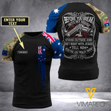 Customized AUSTRALIA Army Flag 3D PRINTED SHIRT 0604NGBA