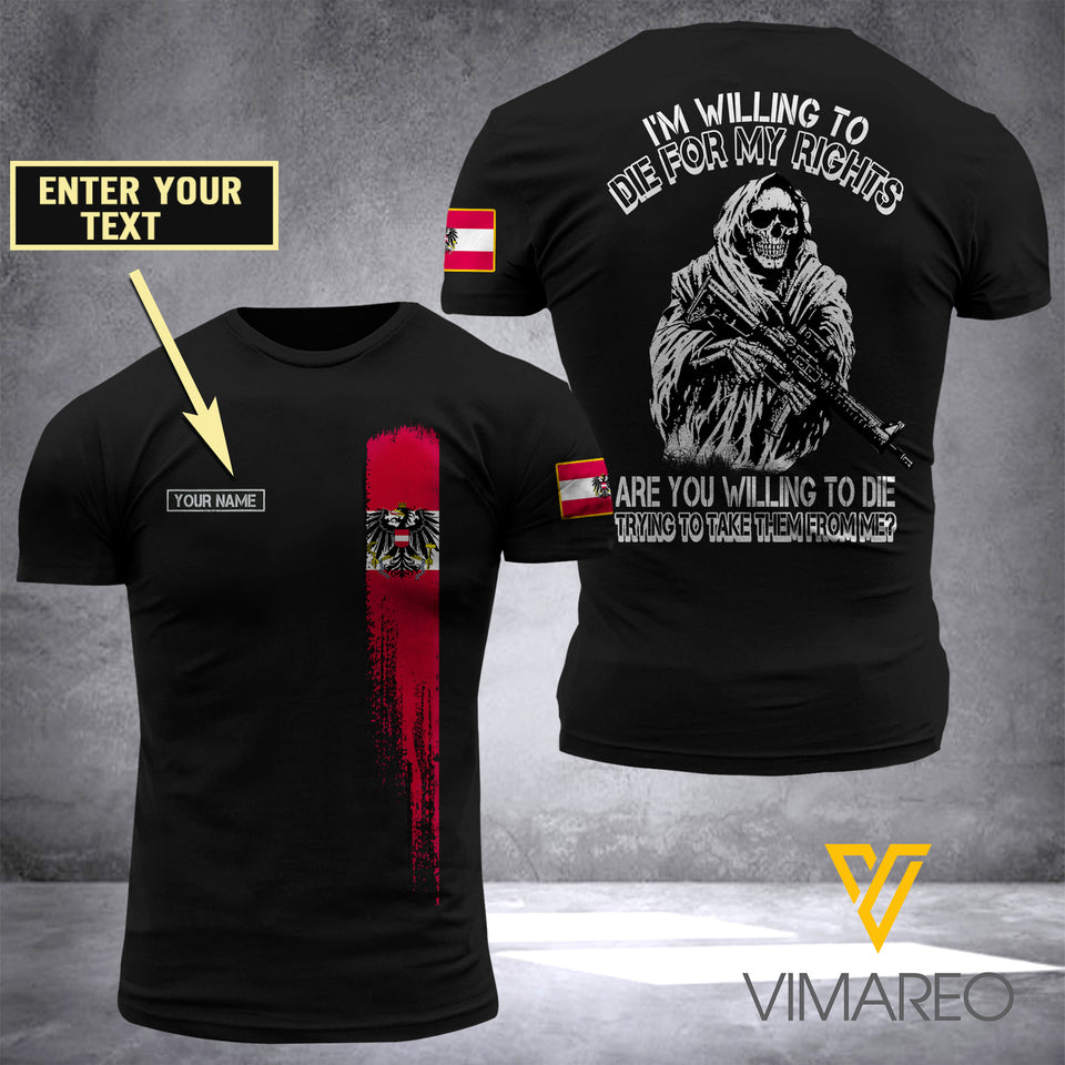 Customized Austria Soldier 3D Printed Shirt ZA054