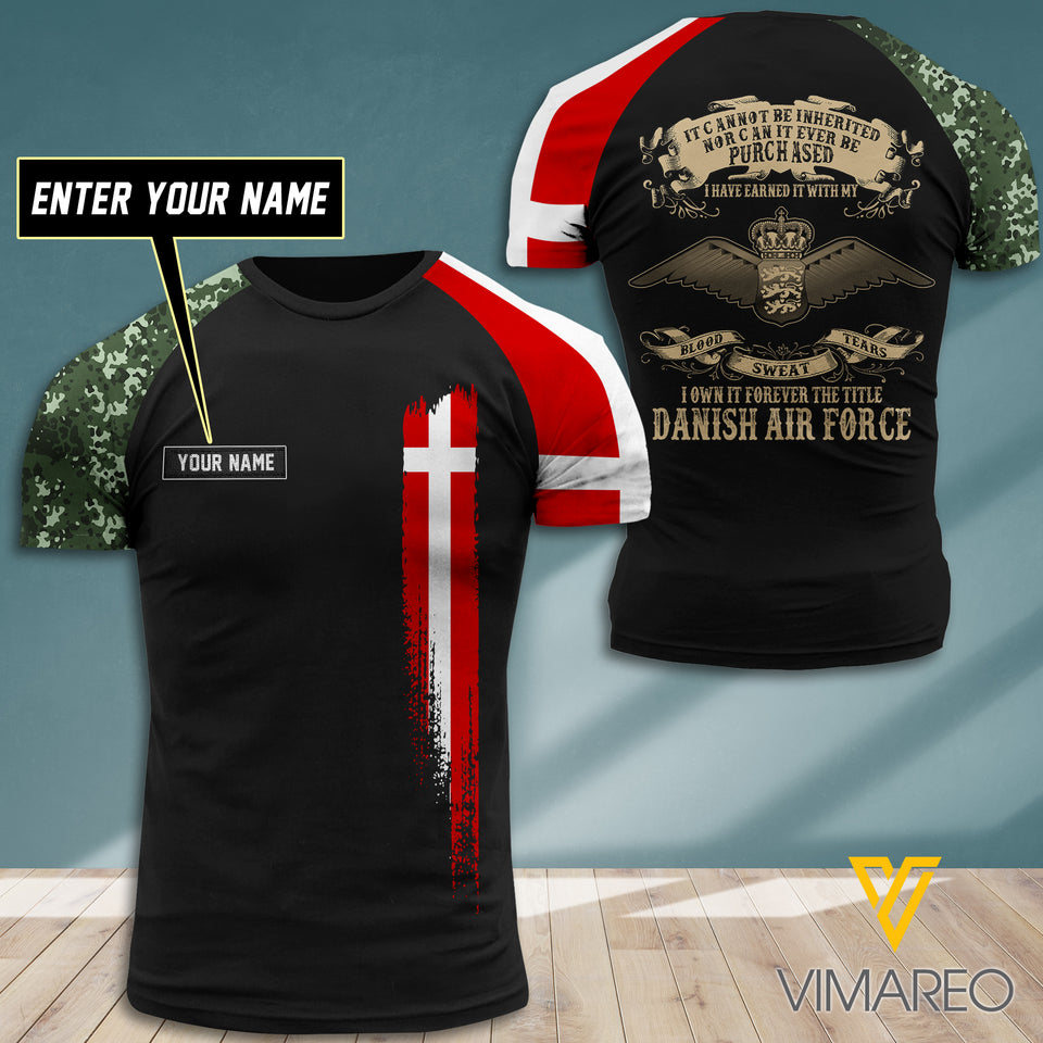 Customized Denmark Air Force Soldier 3D Printed Shirt EZA0407