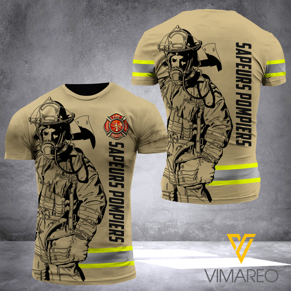 FRENCH FIREFIGHTER T SHIRT 3D PRINTED TMTL