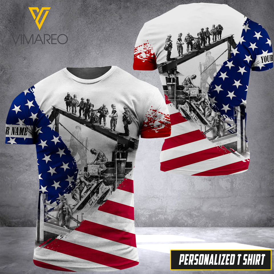 IRONWORKER patriot CUSTOMIZE T SHIRT 3D PRINTED
