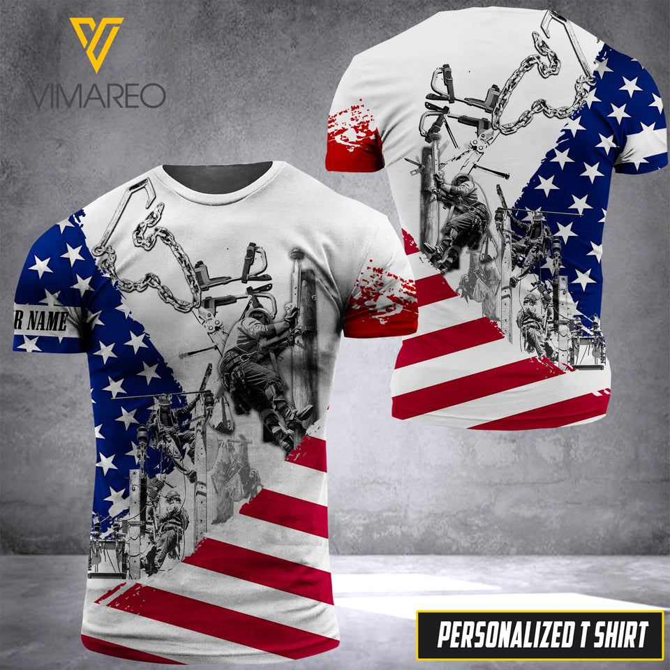 LINEMAN patriot CUSTOMIZE T SHIRT 3D PRINTED