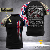 Customized UK United Kingdom Army Flag 3D PRINTED SHIRT 0604NGBA