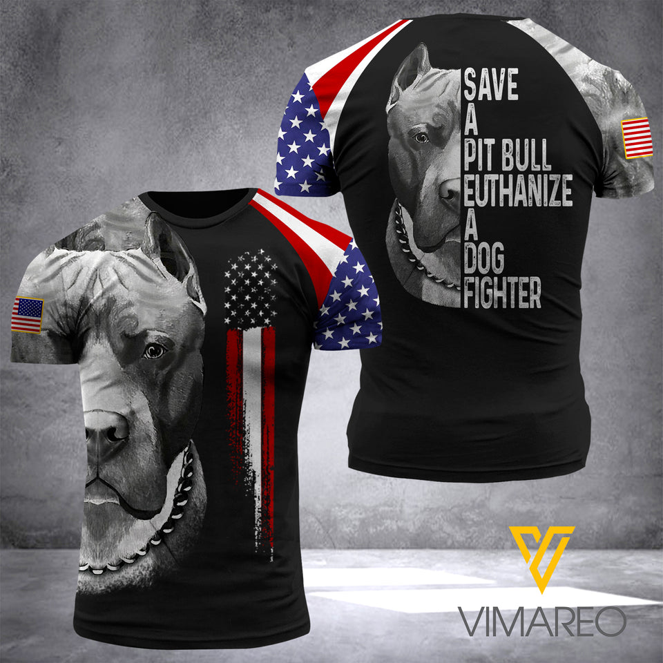 PITBULL T SHIRT 3D PRINTED US