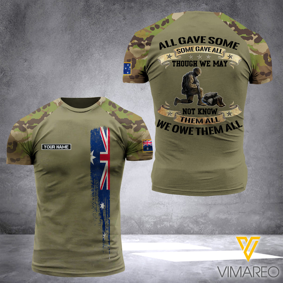 Australia ARMY CUSTOMIZE T SHIRT 3D PRINTED TL103