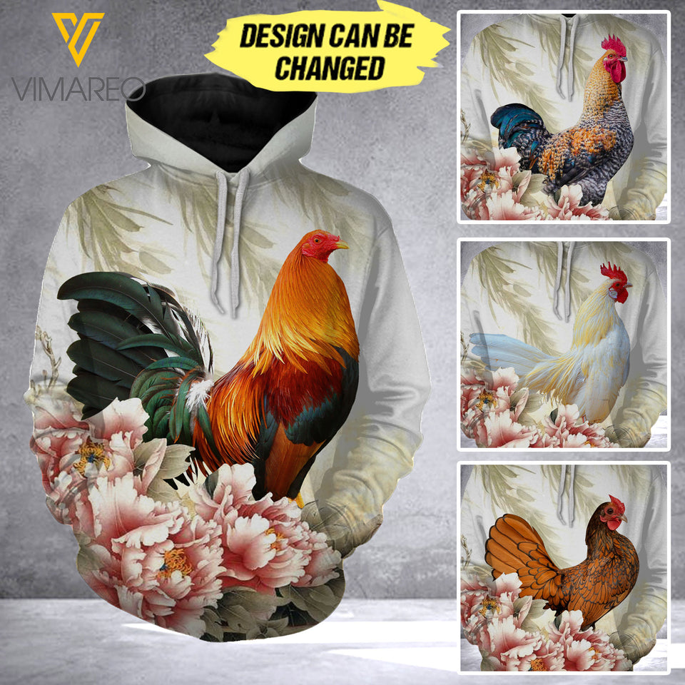 CUSTOMIZED ROOSTER FLOWER 3D HOODIE TNVQ1406