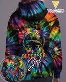 DECEMBER GIRL SKULL TIE DYE HOODIE 3D PRINTED TNVQ0810